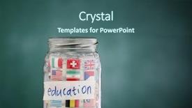  Presentation with international - PPT theme consisting of filled up with international flag background and a ocean colored foreground