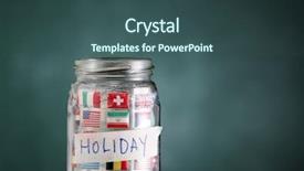  Presentation with filling water glass - PPT theme featuring filled up with international flag background and a ocean colored foreground