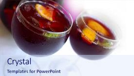  Presentation with filling water glass - Slides featuring filled with fresh tasty sangria background and a sky blue colored foreground
