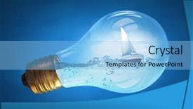  Presentation with light bulb - PPT theme with filled with water and boat background and a light blue colored foreground
