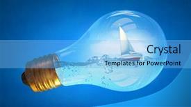  Presentation with light bulb - Beautiful presentation design featuring filled with water and boat backdrop and a light blue colored foreground
