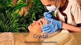  Presentation with injection plastic - Cool new slide set with filler injection for female face plastic aesthetic facial surgery by doctor in beauty clinic beauty woman giving injections waterfall and green plants in background backdrop and a yellow colored foreground