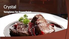  Presentation with sauce - Beautiful slide set featuring fillet mignon in red wine backdrop and a wine colored foreground