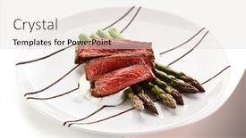  Presentation with asparagus - Presentation design consisting of fillet-mignon-with-asparagus background and a lemonade colored foreground