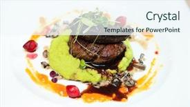  Presentation with liver - Amazing slide deck having fillet of beef with elk backdrop and a sky blue colored foreground