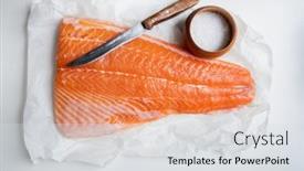  Presentation with salt food - PPT theme with fillet-of-salmon-fish background and a light gray colored foreground