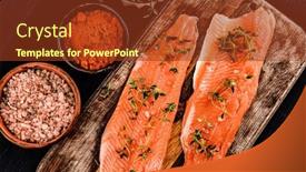  Presentation with cutting board - PPT layouts featuring fillet-of-trout-with-copy background and a tawny brown colored foreground