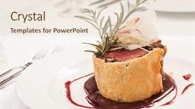  Presentation with herbs - PPT layouts consisting of fillet wellington with fresh herbs background and a lemonade colored foreground