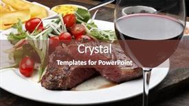  Presentation with red wine cheese - Slide set consisting of fillet with salad red wine background and a tawny brown colored foreground