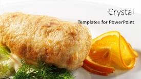  Presentation with orange slice - Theme featuring filleted-chicken-or-beef-plate background and a white colored foreground