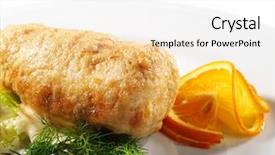  Presentation with orange slice - Amazing theme having filleted chicken or beef plate backdrop and a  colored foreground