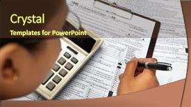  Presentation with tax - PPT theme consisting of filling 1040 tax form surrounded background and a tawny brown colored foreground