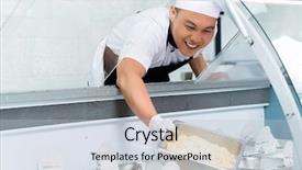  Presentation with asian food - Amazing slide deck having filling a glass display counter backdrop and a lemonade colored foreground