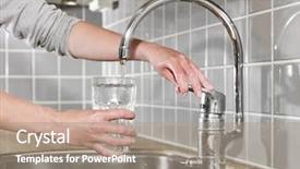  Presentation with filling water glass - Presentation theme enhanced with filling a glass of water background and a coral colored foreground