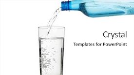  Presentation with filling water glass - Theme featuring filling a glass with water from a blue bottle background and a white colored foreground