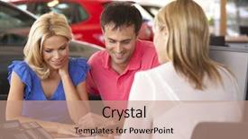  Presentation with car buying - Beautiful slide deck featuring filling form - couple buying new car backdrop and a coral colored foreground