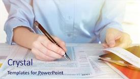  Presentation with tax income - Audience pleasing slide deck consisting of filling in individual income tax backdrop and a sky blue colored foreground