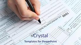  Presentation with tax income - Audience pleasing PPT layouts consisting of filling in the 1040 backdrop and a sky blue colored foreground