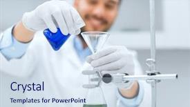  Presentation with funnel - Presentation theme with filling test tubes with funnel background and a sky blue colored foreground