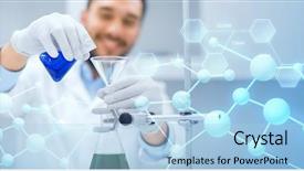  Presentation with funnel - Beautiful theme featuring filling test tubes with funnel backdrop and a light blue colored foreground