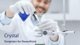  Presentation with clinical chemistry - PPT layouts enhanced with filling test tubes with funnel background and a sky blue colored foreground