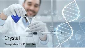  Presentation with clinical chemistry - Colorful PPT layouts enhanced with filling test tubes with funnel backdrop and a light blue colored foreground