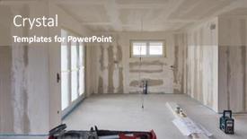  Presentation with building - Presentation theme featuring filling-the-walls-and-ceiling background and a gray colored foreground