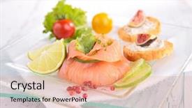  Presentation with salmon - Colorful slide set enhanced with filling with cream festive entree backdrop and a  colored foreground