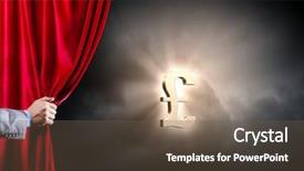  Presentation with film award - PPT layouts featuring film award ceremony - hand of businessman opening red background and a tawny brown colored foreground