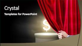  Presentation with film award - Presentation theme enhanced with film award ceremony - hand of businessman opening red background and a  colored foreground