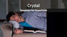  Presentation with late - Beautiful slide deck featuring film book - man watching tv late backdrop and a  colored foreground