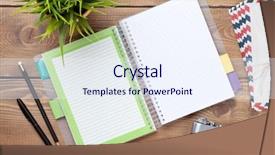  Presentation with flower office desk table - Beautiful slide deck featuring film book - office desk table with calendar backdrop and a sky blue colored foreground