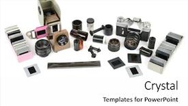  Presentation with old film - Presentation theme consisting of film camera and slide projector background and a white colored foreground