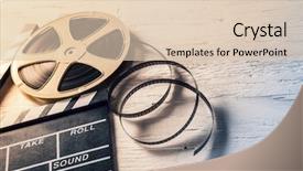  Presentation with camera film - PPT theme having film camera chalkboard and roll background and a lemonade colored foreground