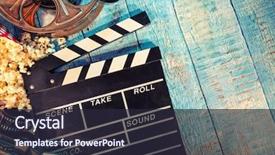  Presentation with popcorn - Presentation design with film camera chalkboard movie camera background and a wine colored foreground