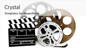  Presentation with film director - Beautiful presentation theme featuring film canisters with directors clapboard backdrop and a white colored foreground