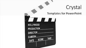  Presentation with clapper - Beautiful PPT theme featuring film clapper board on white background backdrop and a white colored foreground