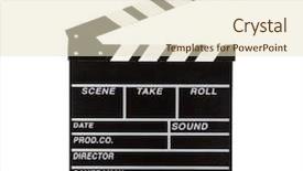  Presentation with clapper - Presentation design with film clapper isolated on white background and a lemonade colored foreground