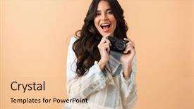  Presentation with role play woman and man - Colorful PPT theme enhanced with film cooling - beautiful brunette woman dressed backdrop and a lemonade colored foreground