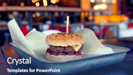  Presentation with cherry bloosom - Presentation having film cooling - burger with marinated cherry background and a ocean colored foreground