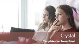  Presentation with flat chested girls - Beautiful PPT theme featuring film cooling - girls watching tv backdrop and a violet colored foreground