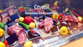  Presentation with butcher shop - Amazing PPT layouts having film cooling - meat display in butcher shop backdrop and a ocean colored foreground