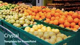  Presentation with food fruits jam - Presentation design consisting of film cooling - shelf with citrus fruits background and a ocean colored foreground