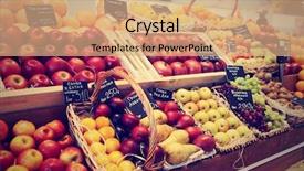  Presentation with fruits on a farm market - Beautiful slides featuring film cooling - shelf with fruits backdrop and a coral colored foreground