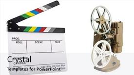  Presentation with clapboard - PPT layouts consisting of film countdown - newer white clapboard with projector background and a light gray colored foreground