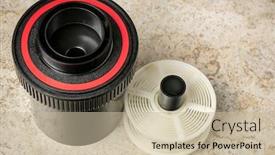  Presentation with film reel - Audience pleasing presentation design consisting of film-developing-tank backdrop and a soft green colored foreground