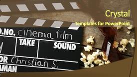  Presentation with director - Colorful slide set enhanced with film director - movie clapper board with popcorn backdrop and a tawny brown colored foreground