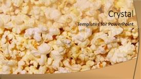  Presentation with popcorn kernel - Beautiful PPT theme featuring film festival - delicious buttery popcorn background backdrop and a yellow colored foreground