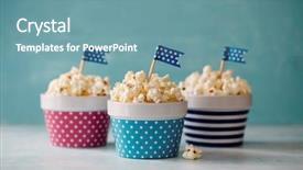  Presentation with served - Presentation theme featuring film festival - homemade buttered popcorn served background and a seafoam green colored foreground