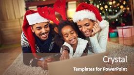  Presentation with living room family - Presentation enhanced with film festival - lovely family sharing laptop near background and a coral colored foreground